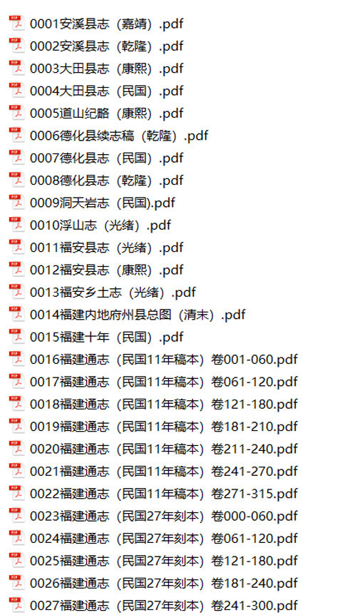 福建地方志县志明清民国版本