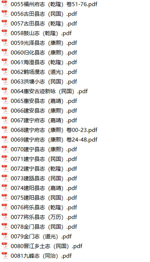福建地方志县志明清民国版本