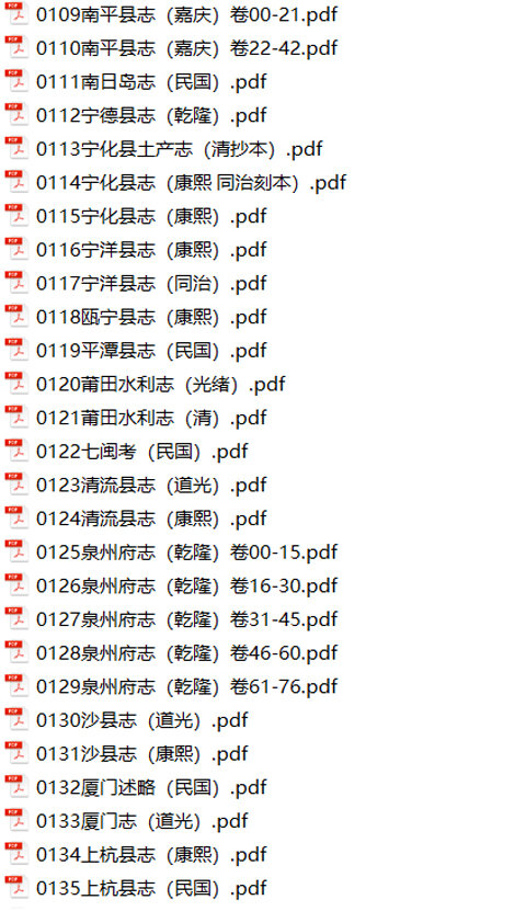 福建地方志县志明清民国版本