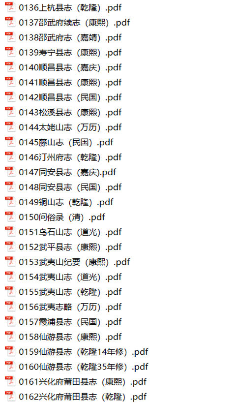 福建地方志县志明清民国版本