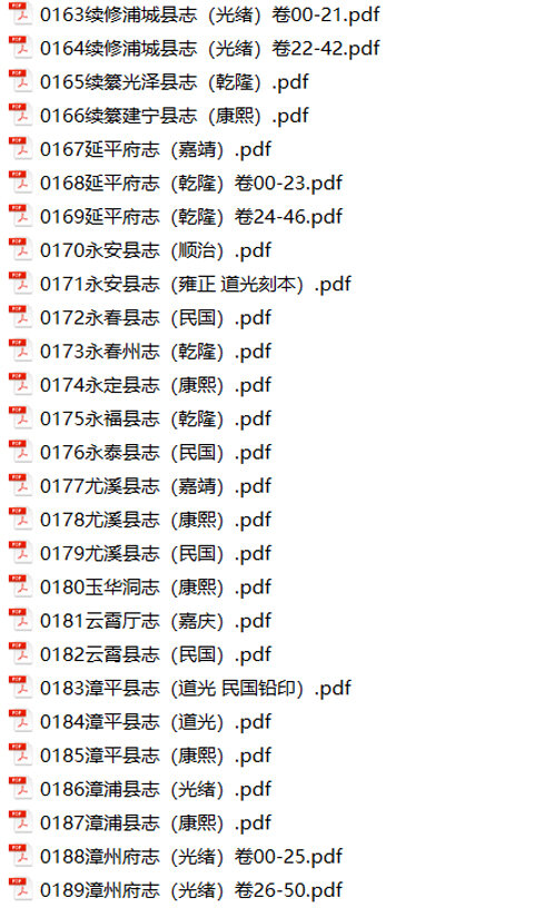 福建地方志县志明清民国版本