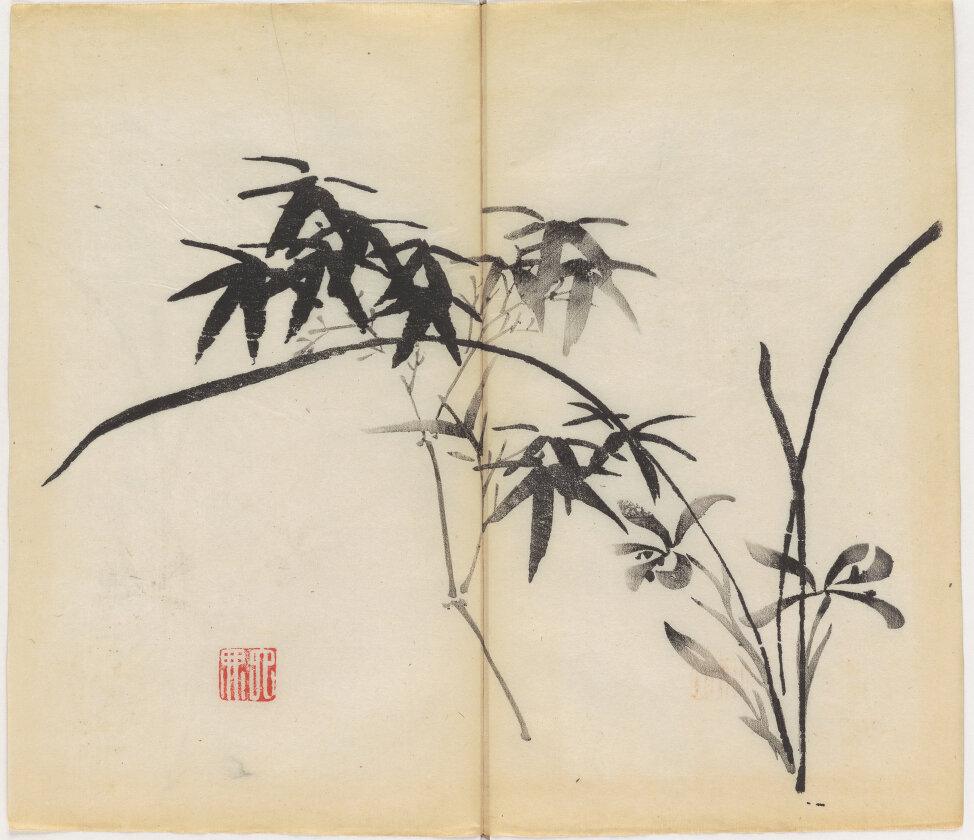 十竹斋书画谱及相关画册绘刻印于一体木版水印版画