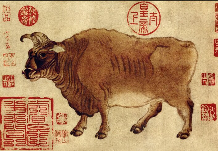 唐韩滉绘画合集五牛图丰稔图卷西城乐归图卷