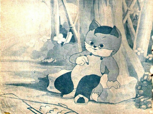 1951.小猫钓鱼 黑白 修复清晰版