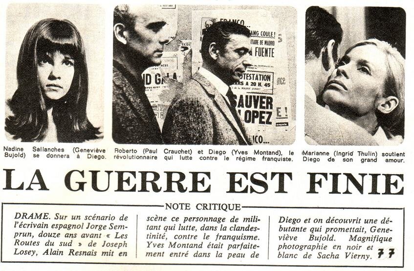 1966.战争终了 黑白 中字 清晰 法瑞战争 豆瓣7.5 La guerre est finie